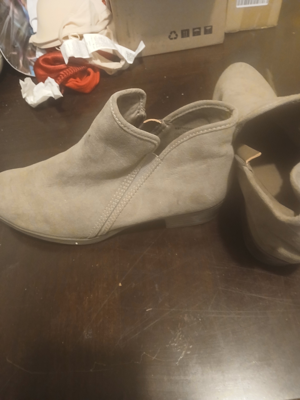 Women's Suede Ankle Bootie in Taupe